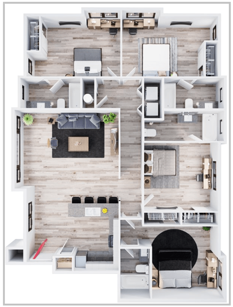 Floor plan for 1 bed, 1 bath, 354 sqft